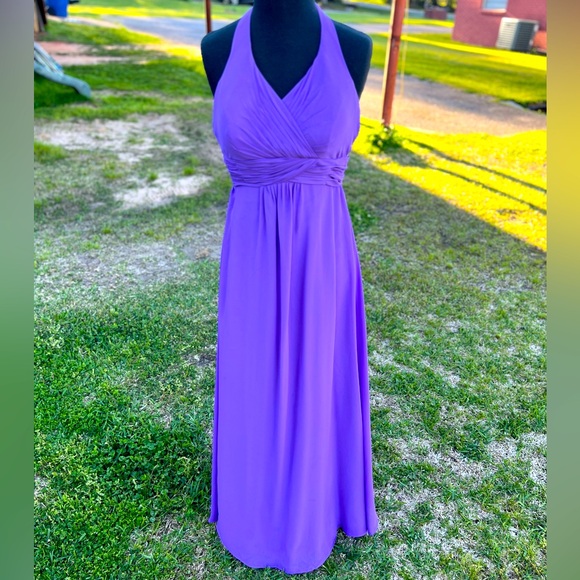 Halter Purple “Pretty Maids” Gown Size 8: Has been taken in on the sides - Picture 2 of 10